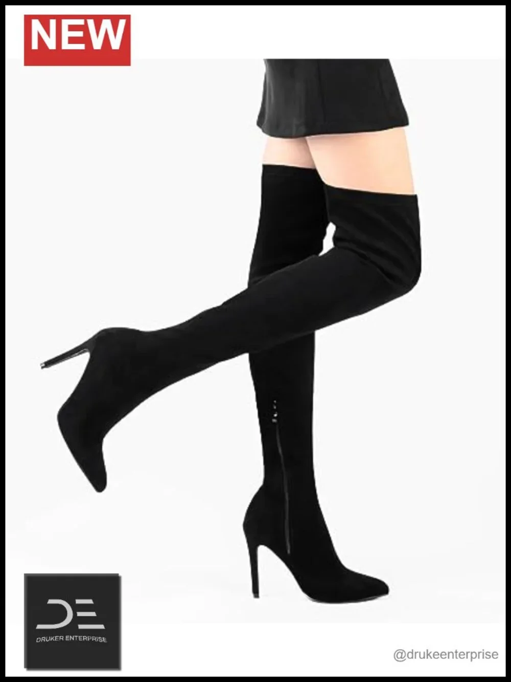 Thigh High Boots Women's Over The Knee Pointed Toe Suede PU Stiletto Heel